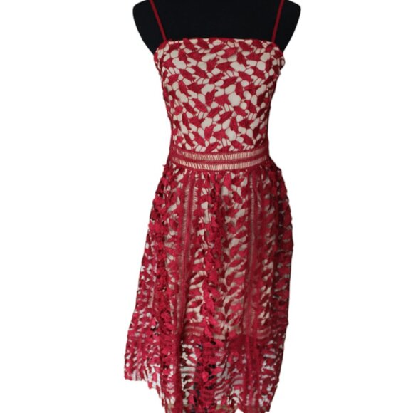 Boohoo Berry Red Corded Lace Midi SKATER Dress Size 8 NWT's HOLIDAY! - Picture 2 of 16